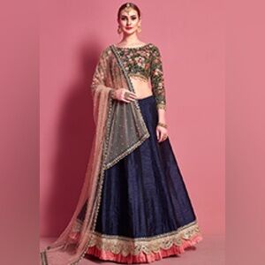 Navy blue floral lehenga NEVER WORN